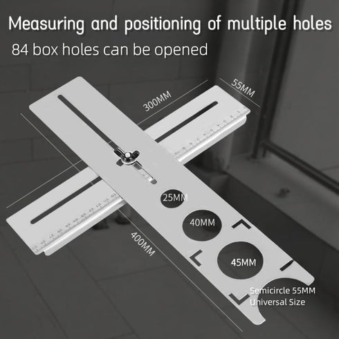 Haofy Ceramic Tile Hole Locator - Adjustable Stainless Steel Ruler for Universal Drill Punch Measuring