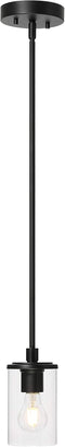 XiNBEi Lighting Mini Pendant Light, 1 Light Kitchen Pendant with Glass, Modern Black Adjustable Ceiling Lighting