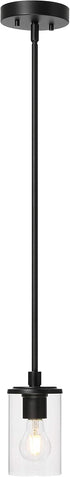 XiNBEi Lighting Mini Pendant Light, 1 Light Kitchen Pendant with Glass, Modern Black Adjustable Ceiling Lighting