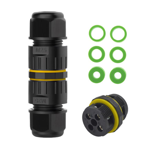 3 Pin IP68 Outdoor Waterproof Electrical Wire Connector for 5-14mm Wire Diameter, Max 40A, 450V, 2 Way