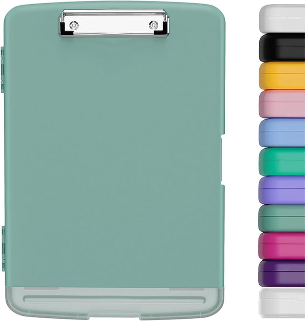 Hongri Plastic Clipboard with Storage - Heavy Duty Side Opening Clipboard with Slim Storage Box (Green)