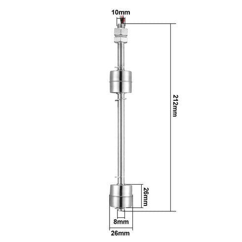 uxcell Stainless Steel Float Switch for Water Pump Tank - M10, 212mm Length