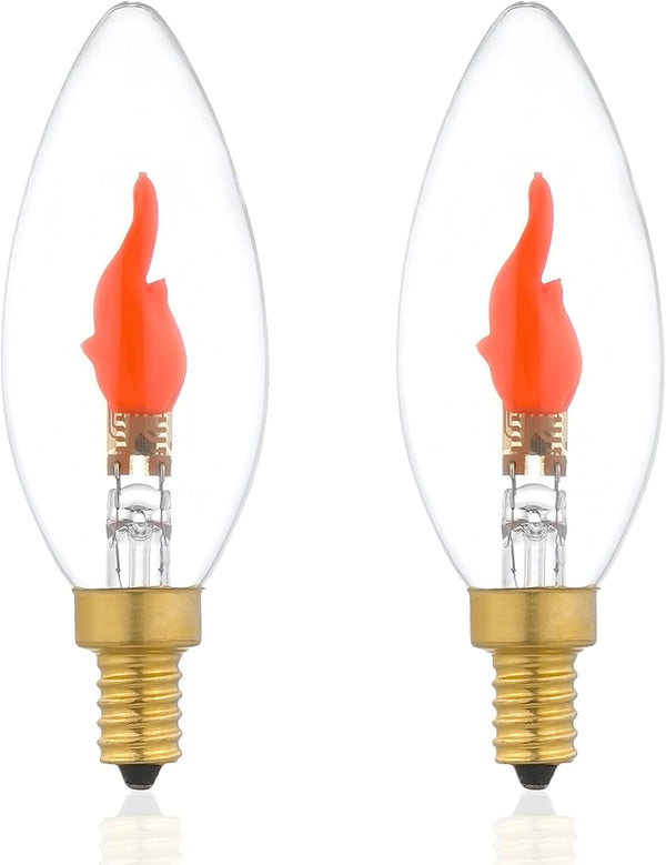 Type B/B11 E12 LED Flame Effect Bulb, Red Light 1800K 2 Modes,