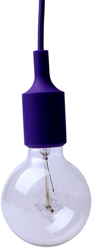 Lightingsky E26 1 Colorful Silicone Ceiling Lamp Holder DIY Textile Ceiling Light Cord Pendant Light Scoket (Purple