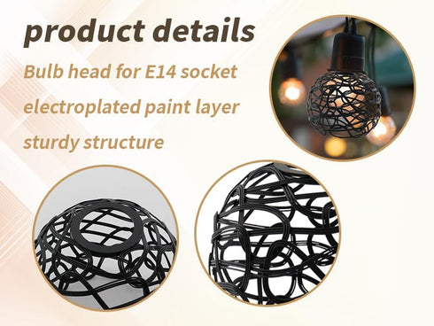 (C002) KUMGROT Mini Metal Cage Lampshade for Hanging Light Pendant Lampshade Vintage Industrial Wire Cage Lamp Holders