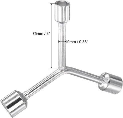 uxcell Y Type 3 Way Hex Socket Wrench, 13mm 16mm 18mm Combination Repair Spanner Tool, 3-inch by uxcell