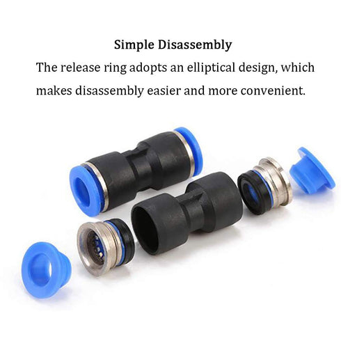 14mm Quick Fitting, 10Pcs 35/64” OD Push to Connect Pipe Tube Straight Pneumatic Air Line Connector