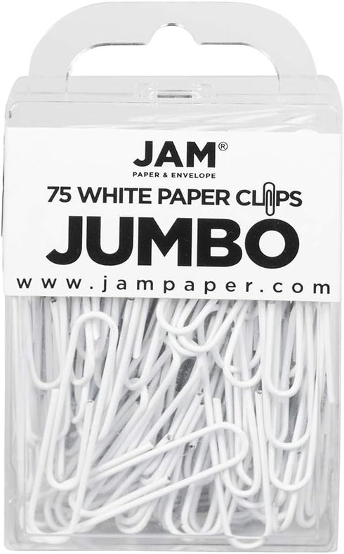 JAM PAPER White Paper Clips - Jumbo 2 Inch - 75/Pack Colorful