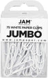 JAM PAPER White Paper Clips - Jumbo 2 Inch - 75/Pack Colorful