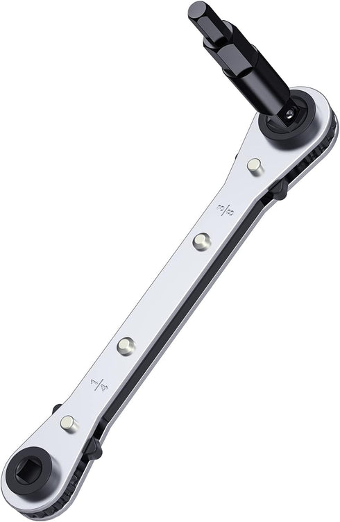 HVAC Service Wrench: Refrigeration Ratcheting Wrench 3/8 1/4 5/16'' 3/16'' with Hex Bit Adapter for Air Conditioning