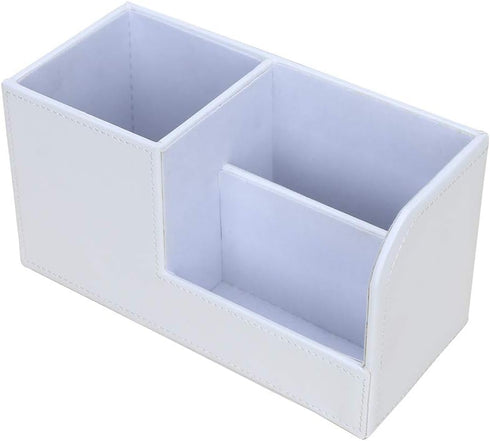 KINGFOM White Desk Organizer Caddy - Multi-function Pu Leather Storage Box for Office Supplies, Pens, Cell Phone,
