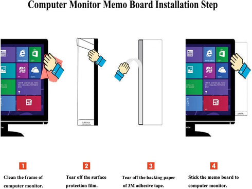 LRZCGB Monitor Memo Board, 2 Pieces Computer Monitor Message Board, Acrylic Sticky Note Holder