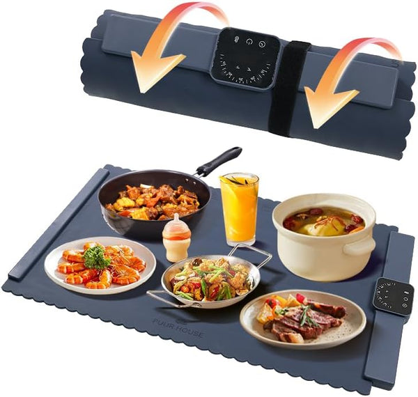 Puur House Electric Warming Mat for Food Foldable Food Warmer Tray with Graphene Heating,
