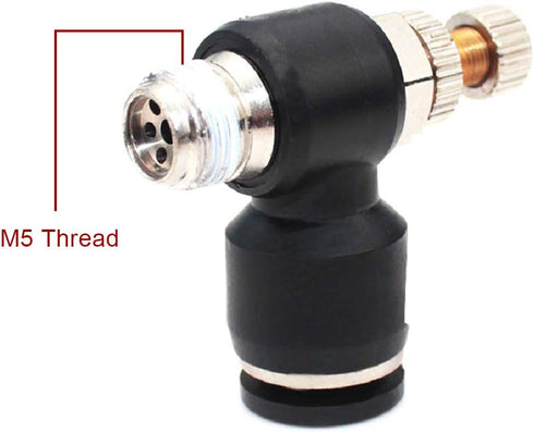 Beduan Pneumatic Air Flow Control Valve Push to Connect Elbow 90 Degree M5 Male Thread 4mm Tube OD (Pack of 5)