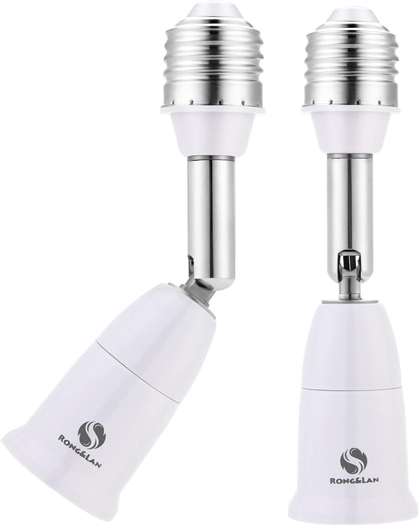 RONG&LAN E26/E27 Light Socket Extender - 180 Degree Bendable Adjustable Extension, 5.5inch 2-Pack