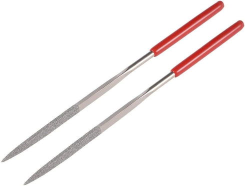 Utoolmart 2-Pieces Mini Diamond Needle File Set, 4mm x 160mm Triangle Files for Metal Glass Stone