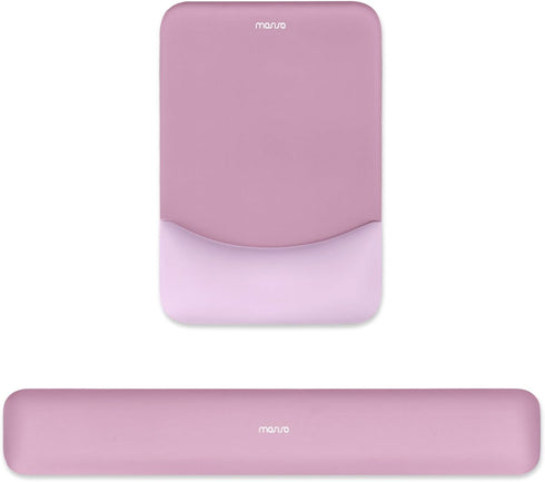 MOSISO Wrist Rest Support for Mouse Pad & Keyboard Set, Ergonomic Non-Slip Base, Pain Relief, Mauve Pink