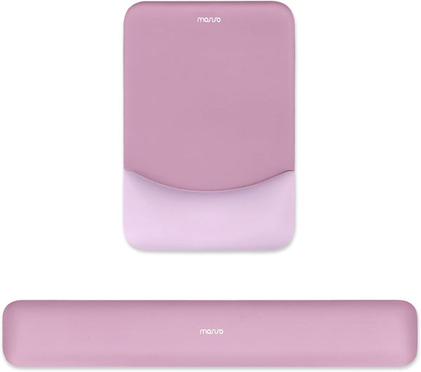 MOSISO Wrist Rest Support for Mouse Pad & Keyboard Set, Ergonomic Non-Slip Base, Pain Relief, Mauve Pink