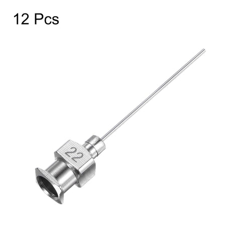 HARFINGTON 12pcs 22Gauge Stainless Steel Dispensing Needles, 1" All Metal Blunt Tips Luer Lock for Thick Liquids, Ink,