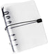 Clear A6 Binder with Elastic Band, 6 Black Rings Journal Planner, Thick PVC Notebook Cover for A6 Grid Paper Refills