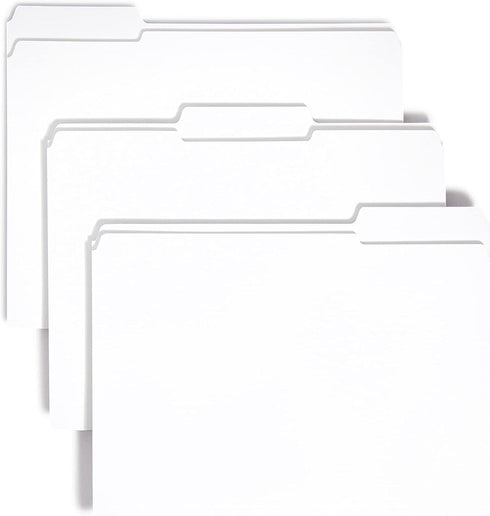 Smead File Folder, Reinforced 1/3-Cut Tab, Letter Size, White, 100 per Box