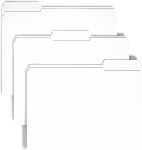 Smead File Folder, Reinforced 1/3-Cut Tab, Letter Size, White, 100 per Box