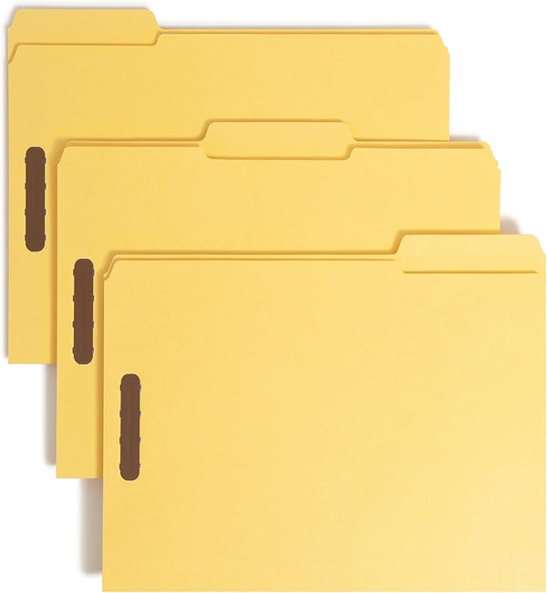 Smead 100% Recycled Fastener File Folder, Letter Size, Yellow, 50 per Box (12941)
