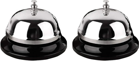 Call Bell 2 Packs, 3.3 Inch Diameter, Metal Anti-Rust Construction, Desk Bell for Hotels, Schools, Restaurants, and