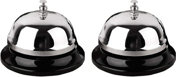 Call Bell 2 Packs, 3.3 Inch Diameter, Metal Anti-Rust Construction, Desk Bell for Hotels, Schools, Restaurants, and