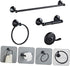 LIFKOME 4-Piece Set Bathroom Towel Rack Zinc Alloy and Stainless Steel Wall-Mounted Towel Holder Hooks Black Finish