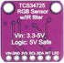 2Pcs TCS34725 RGB Color Recognition Sensor Module Board, Supports Bright Light Detection for Arduino GY-TCS34725