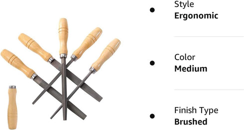 High Carbon Steel File Set with Wooden Handles, 5 Pieces Rasp File for Metal, Wood, Plastic