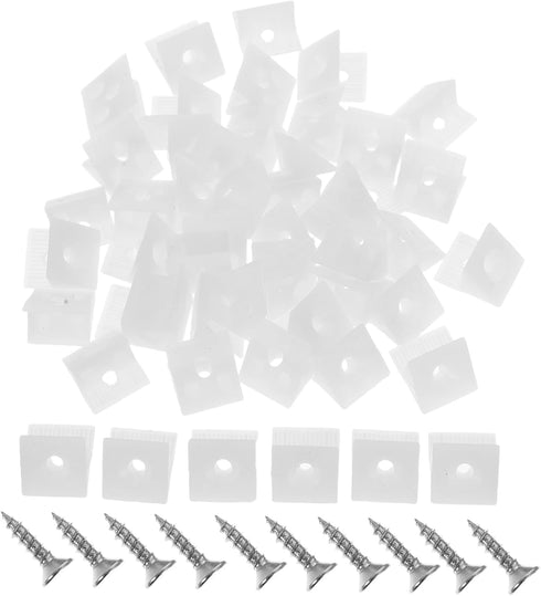 50pcs Plastic Fixing Brackets with Self-Tapping Screws for Drawer Corner for Furniture
