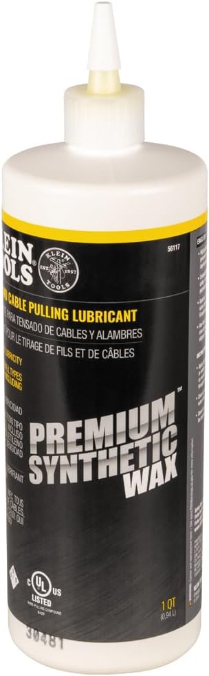 56117 1-Quart Klein Tools Wax Lubricant, Made in USA, Premium Synthetic Wax Wire and Cable Pulling Lubricant, Squeeze