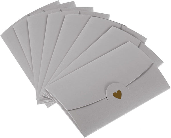 PATIKIL Mini Envelopes, 12 Pack Small Gift Card Holders, Retro Gold Heart Business Invitation Envelopes