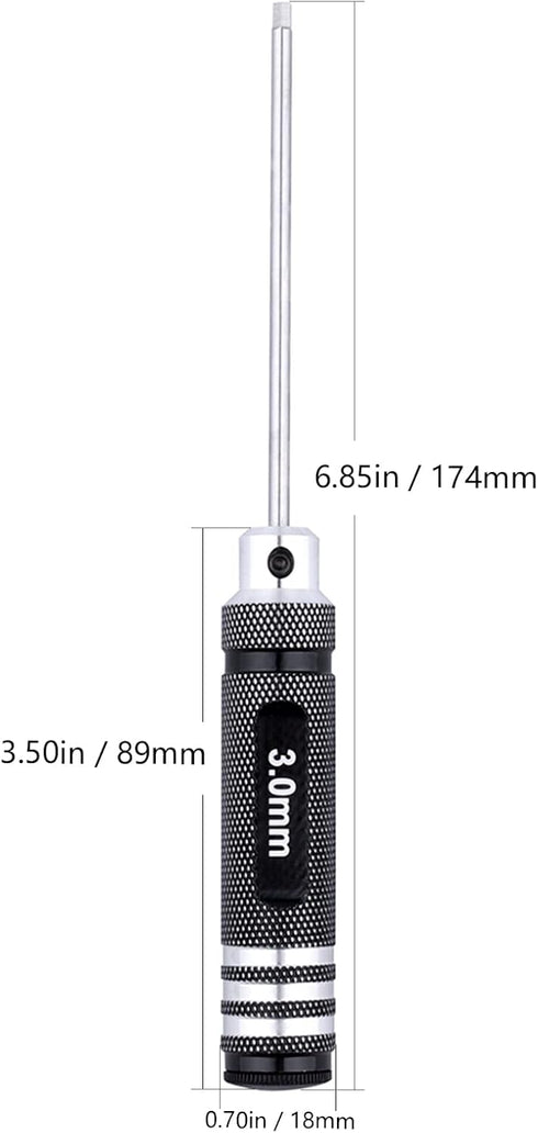 Hex Screwdriver Set - 7pcs Hex Head Allen Wrench Tools Kit, Sizes 0.9mm to 3.0mm