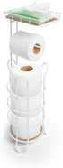 Inspired Living Toilet Paper Holder Stand with Phone or Wipes Bamboo Shelf, Durable Free
