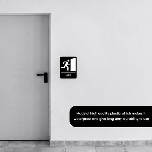 Exit Sign with Braille Grade II for Door & Wall, Comes with Graphical Symbols and Double Sided 3M Tape