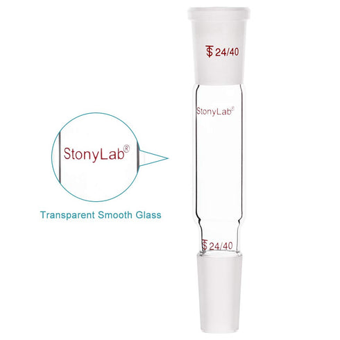 stonylab Glass Connecting Adapter, 90mm from 24/40 Outer Joint to 24/40 Inner Joint for Laboratory Lab Supply