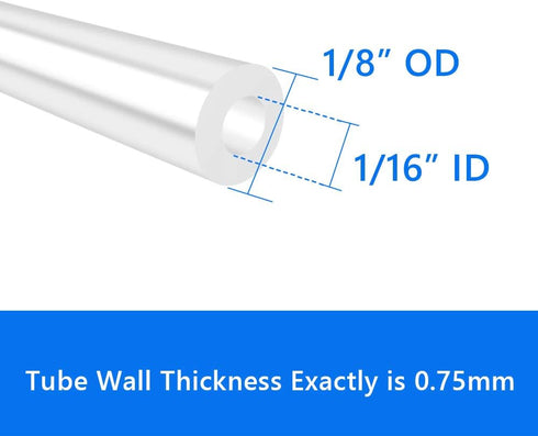 1/16" 1/8" (9.84 Quickun Silicone Tubing, ID x OD Food Grade Tubing High Temp Pure Flexible Silicone Hose Line Tube