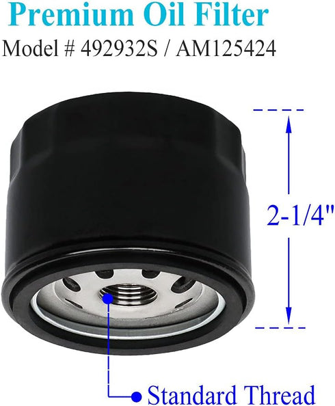 792105 Air Filter and 696854 Oil Filter Kit Compatible with Briggs and Stratton 407777, 445877 Engine, John Deere D170,