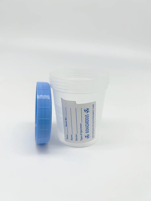 Sterile 4oz Specimen Cups with Lids, Transparent Urine Collection Cup with Leak-Resistant Screw-On Lids, 5 Pack