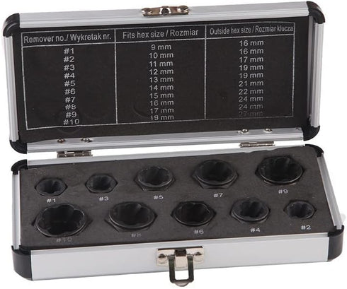 10Pcs Damaged Screw Extractor & Bolt Extractor Set, Chrome-Molybdenum Steel Tool for Rusty Sockets, Nuts, Bolts