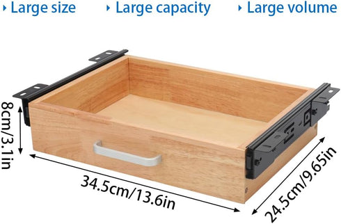 Upgrade Wood Under Desk Drawer, Sliding Pull-out Storage Organizer, Hidden Desktop Organizer for Office Desks and Tables