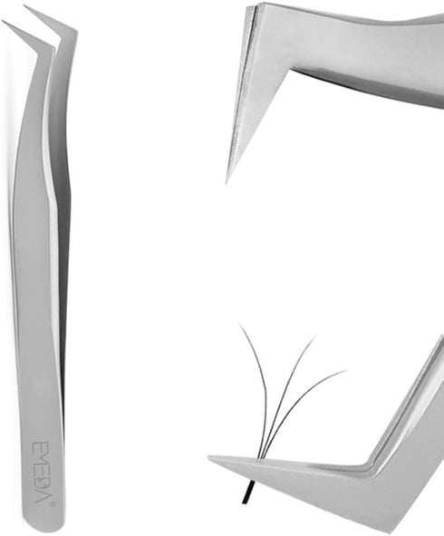 EMEDA Eyelash Extension Tweezers - Professional Precision Stainless Steel VETUS 6A-SA Mega Curved Tips for Individual