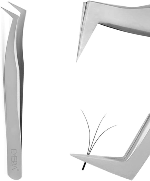 EMEDA Eyelash Extension Tweezers - Professional Precision Stainless Steel VETUS 6A-SA Mega Curved Tips for Individual