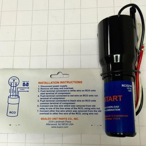 RCO210 Supco Solid State 3 N'1 Relay Overload Hard Start Capacitor - 1/2 HP 120V