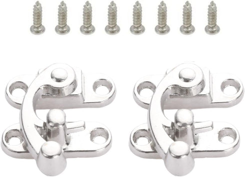 Yetaha 2PCS Antique Box Hasp Latch - Decorative Horn Lock Silver Hook Buckle Clasp Small Hardware for Wooden Jewelry