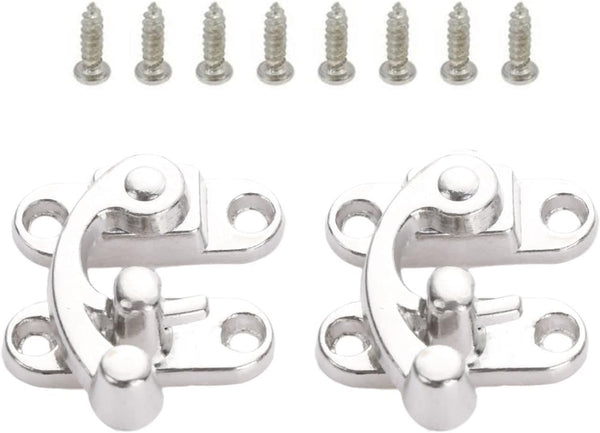 Yetaha 2PCS Antique Box Hasp Latch - Decorative Horn Lock Silver Hook Buckle Clasp Small Hardware for Wooden Jewelry