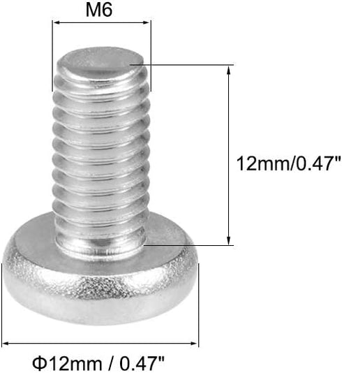 uxcell M6x12mm Phillips Cross Pan Head Machine Screws 304 Stainless Steel Fasteners Bolts 10Pcs